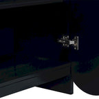 Buffet 4 portes – Rayures verticales et panneaux ondulés, bleu marine / blanc / noir, 1 place