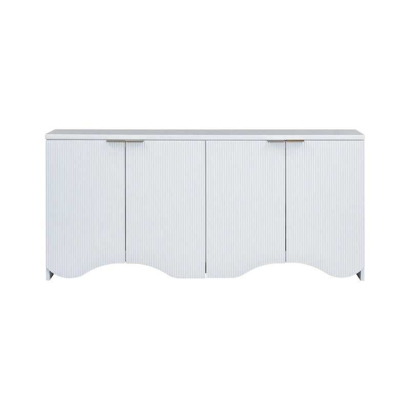 Buffet 4 portes – Rayures verticales et panneaux ondulés, bleu marine / blanc / noir, 1 place