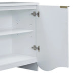 Buffet 4 portes – Rayures verticales et panneaux ondulés, bleu marine / blanc / noir, 1 place