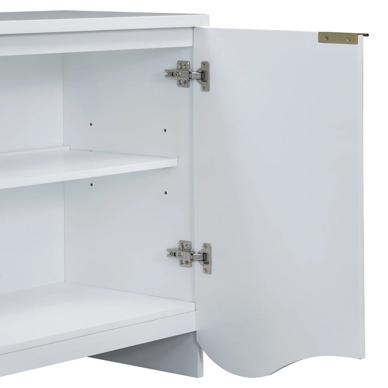 Buffet 4 portes – Rayures verticales et panneaux ondulés, bleu marine / blanc / noir, 1 place