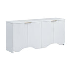 Buffet 4 portes – Rayures verticales et panneaux ondulés, bleu marine / blanc / noir, 1 place