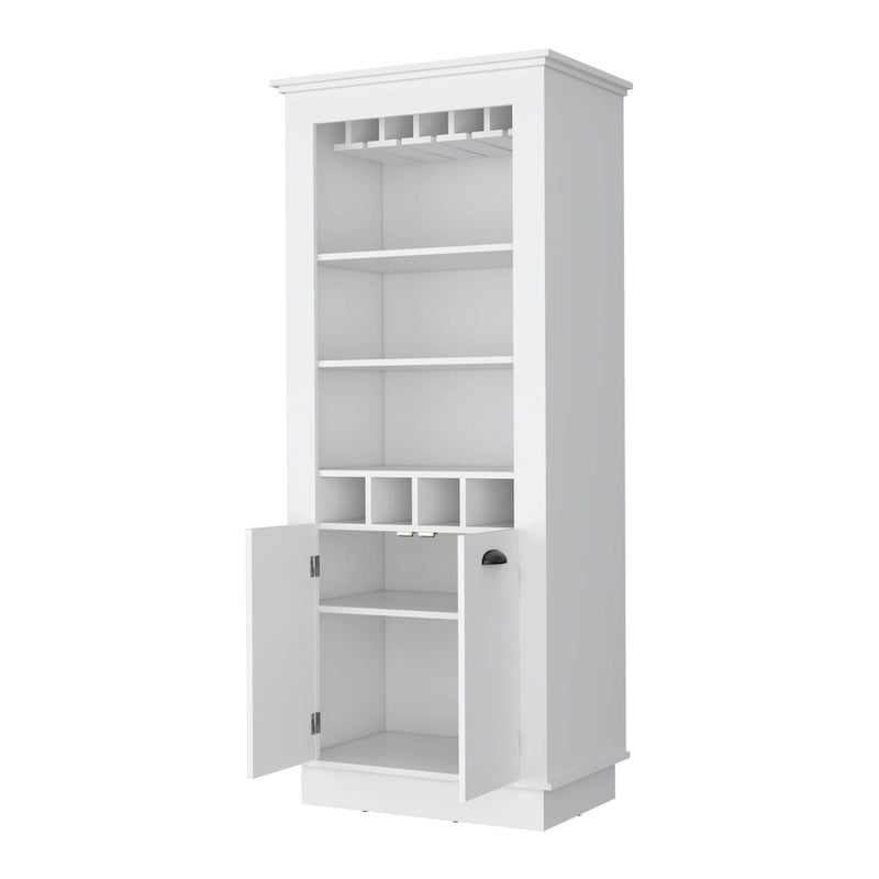 Meuble de bar blanc autoportant avec rangement pour le vin