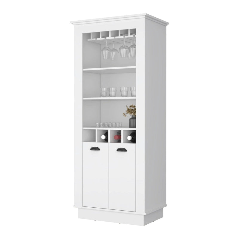 Meuble de bar blanc autoportant avec rangement pour le vin