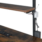 Lit mezzanine double en métal noir/blanc avec bureau, LED et rangement – 1 personne