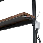 Lit mezzanine double en métal noir/blanc avec bureau, LED et rangement – 1 personne