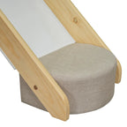 Lit mezzanine double avec cadre en forme de maison, toboggan et échelle, pour 1 enfant, coloris naturel/blanc