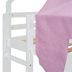 Lit mezzanine double avec cadre en forme de maison, toboggan et échelle, pour 1 enfant, coloris naturel/blanc