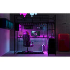 Lit mezzanine noir pleine grandeur avec éclairage LED et bureau, simple
