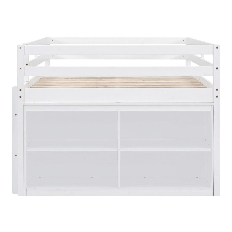 Lit mezzanine pleine taille blanc/gris avec bureau rétractable et 4 tiroirs, pour 1 personne