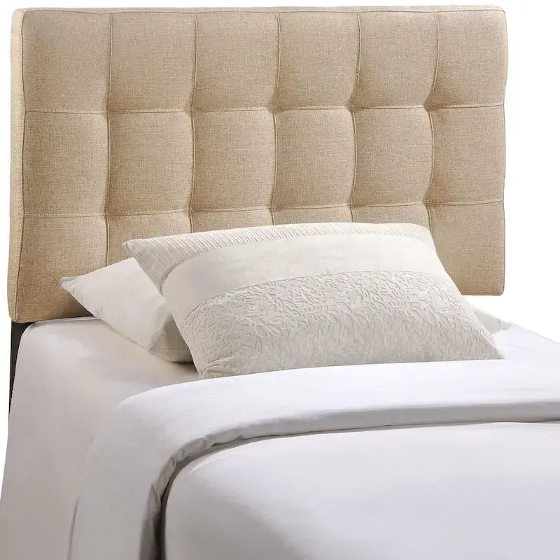 Tête de lit capitonnée en tissu ivoire, Twin, 1 personne