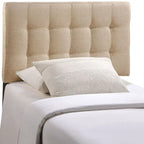 Tête de lit capitonnée en tissu ivoire, Twin, 1 personne
