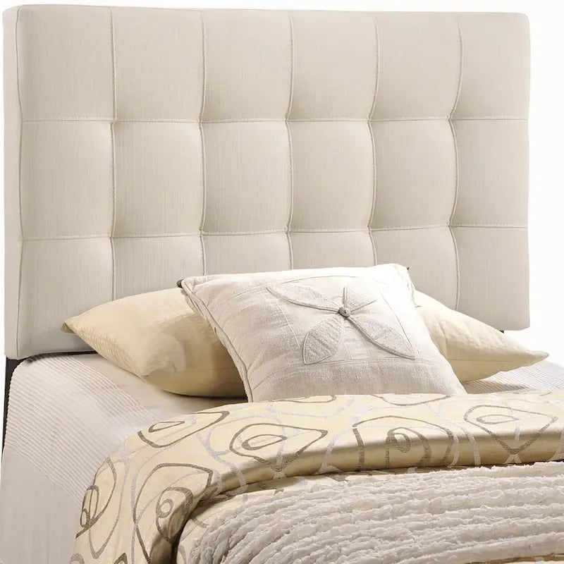 Tête de lit capitonnée en tissu ivoire, Twin, 1 personne
