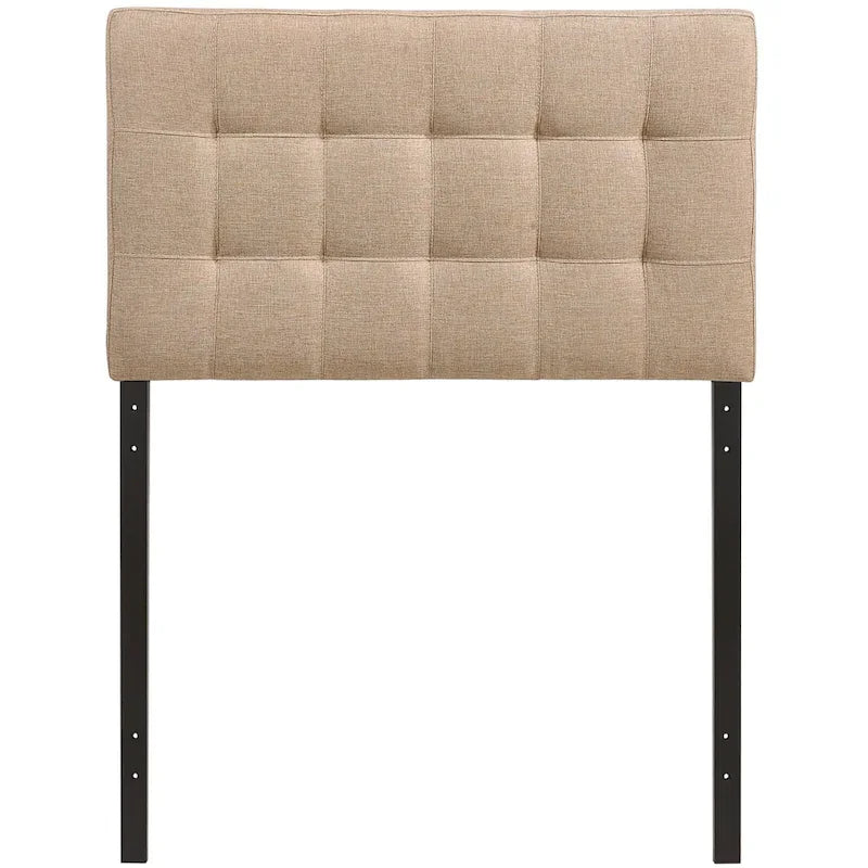 Tête de lit capitonnée en tissu ivoire, Twin, 1 personne