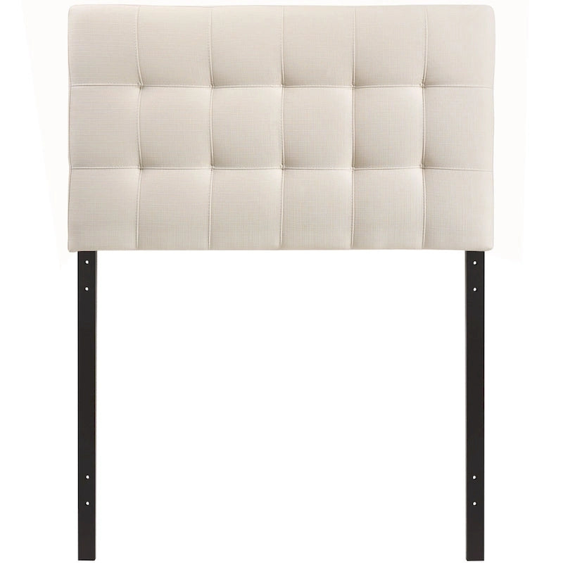 Tête de lit capitonnée en tissu ivoire, Twin, 1 personne