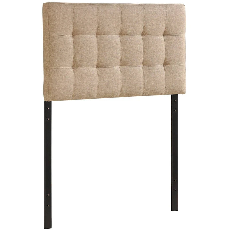 Tête de lit capitonnée en tissu ivoire, Twin, 1 personne