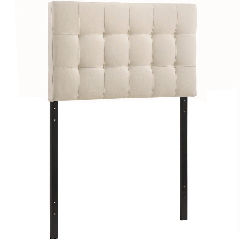 Tête de lit capitonnée en tissu ivoire, Twin, 1 personne