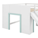 Lit bas mezzanine blanc pleine grandeur avec toboggan, pour 1 enfant