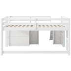 Lit bas mezzanine blanc pleine grandeur avec toboggan, pour 1 enfant