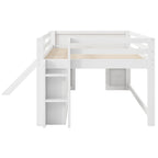 Lit bas mezzanine blanc pleine grandeur avec toboggan, pour 1 enfant