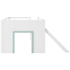 Lit bas mezzanine blanc pleine grandeur avec toboggan, pour 1 enfant