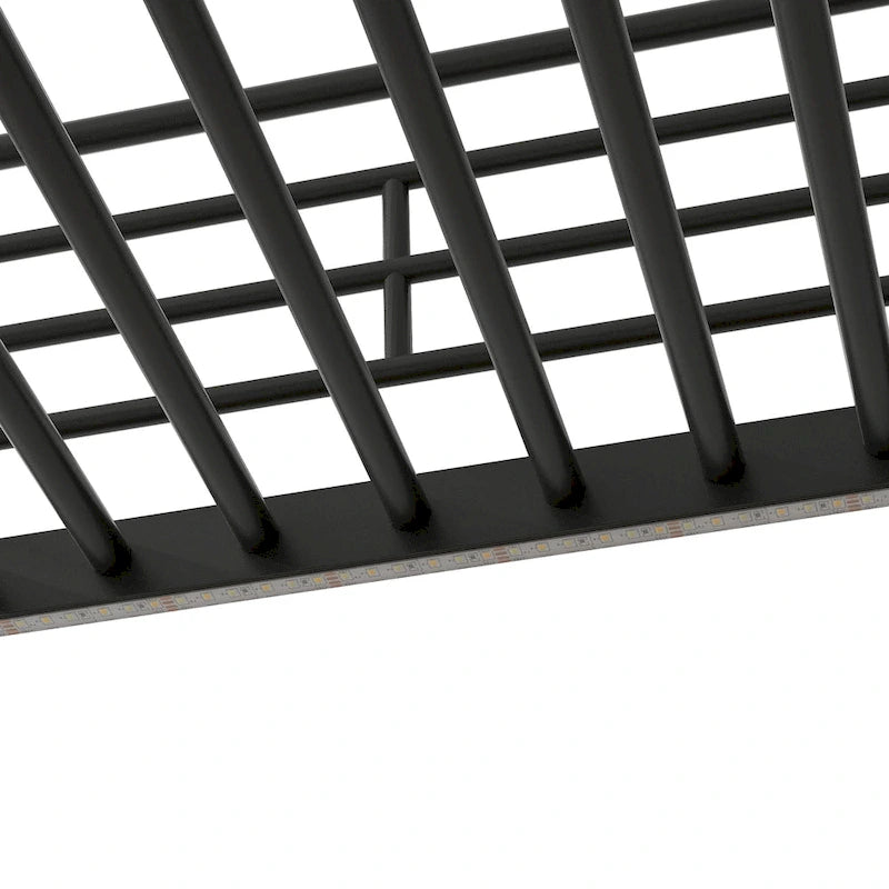 Lit mezzanine en métal noir pleine grandeur avec bureau, armoire et lumière LED, 1 personne