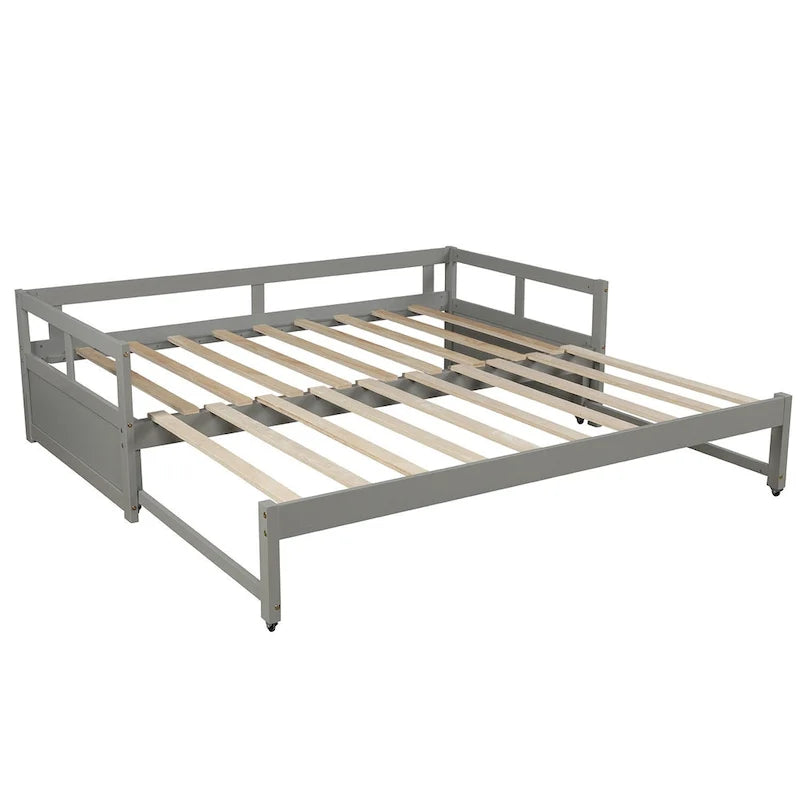 Lit de repos jumeau gris avec lit gigogne, pour 2 personnes