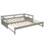 Lit de repos jumeau gris avec lit gigogne, pour 2 personnes
