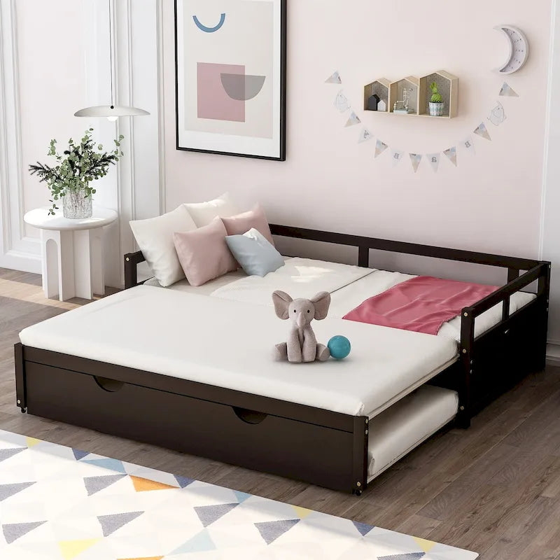 Lit de repos double Espresso avec lit gigogne escamotable, 2 couchages