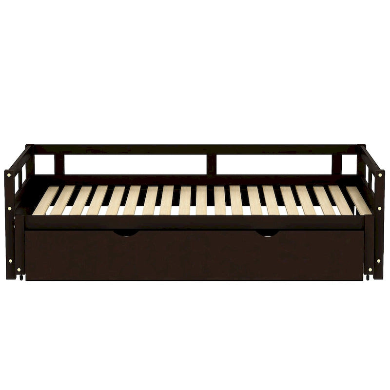 Lit de repos double Espresso avec lit gigogne escamotable, 2 couchages