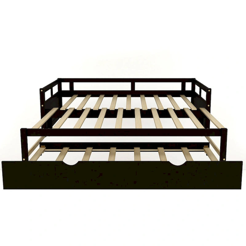 Lit de repos double Espresso avec lit gigogne escamotable, 2 couchages