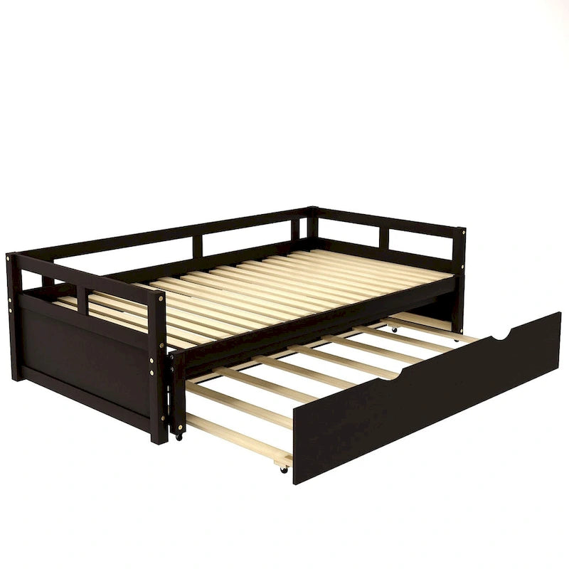 Lit de repos double Espresso avec lit gigogne escamotable, 2 couchages