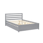 Lit plateforme gris pleine grandeur avec tête de lit et lit gigogne double, 2 couchages