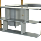 Lit mezzanine jumeau gris avec armoire de rangement et bureau, pour 1
