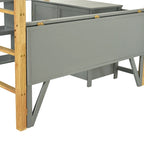 Lit mezzanine jumeau gris avec armoire de rangement et bureau, pour 1