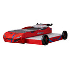 Lit jumeau en forme de voiture de course rouge avec lit gigogne, pour 2 personnes