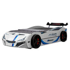Lit jumeau en forme de voiture de course rouge avec lit gigogne, pour 2 personnes