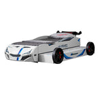 Lit jumeau en forme de voiture de course rouge avec lit gigogne, pour 2 personnes