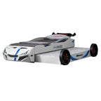 Lit jumeau en forme de voiture de course rouge avec lit gigogne, pour 2 personnes