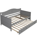 Lit de repos double en pin blanc avec lit gigogne, 2 places