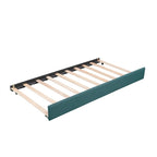 Lit de repos rembourré en forme de L vert/gris/beige avec lit gigogne et tiroir de rangement, 3 couchages
