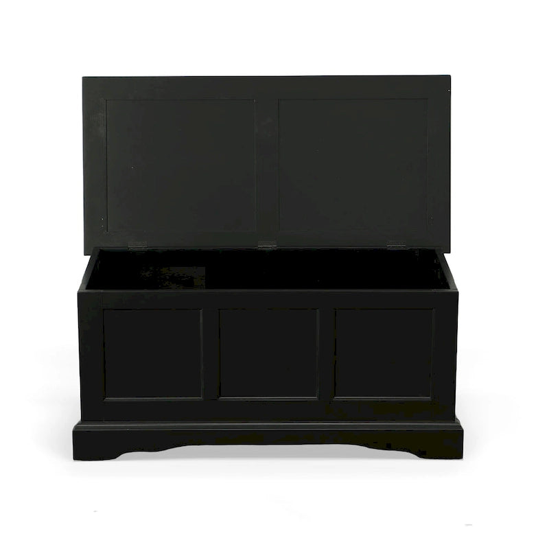 Coffre de rangement avec dessus en placage de bois noir, assemblage par 1 personne