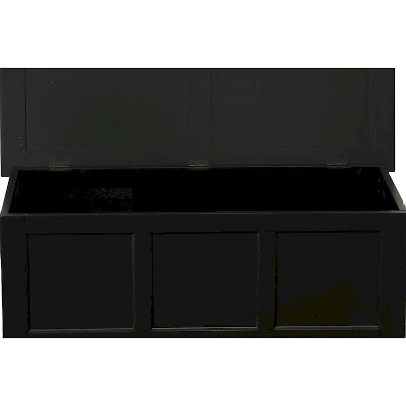 Coffre de rangement avec dessus en placage de bois noir, assemblage par 1 personne