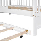 Lit d'enfant de style cabane avec lit gigogne, blanc/gris, lit double+complet – 2 personnes