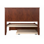Lit plateforme grand format en noyer avec pied de lit et lit gigogne double, 2 couchages