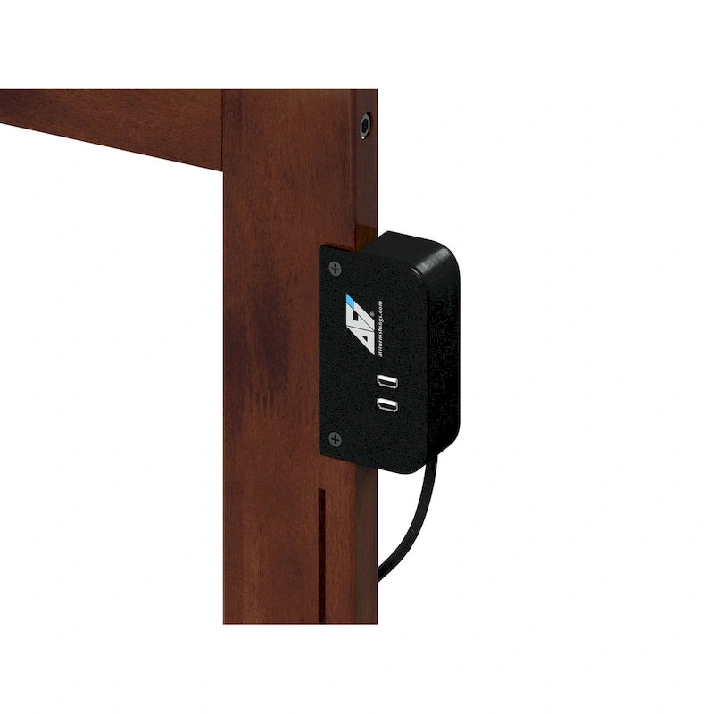 Lit plateforme grand format en noyer avec pied de lit et lit gigogne double, 2 couchages