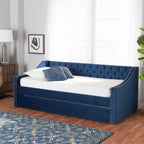 Raphael Modern Velvet Fabric Upholstered Daybed with Trundle