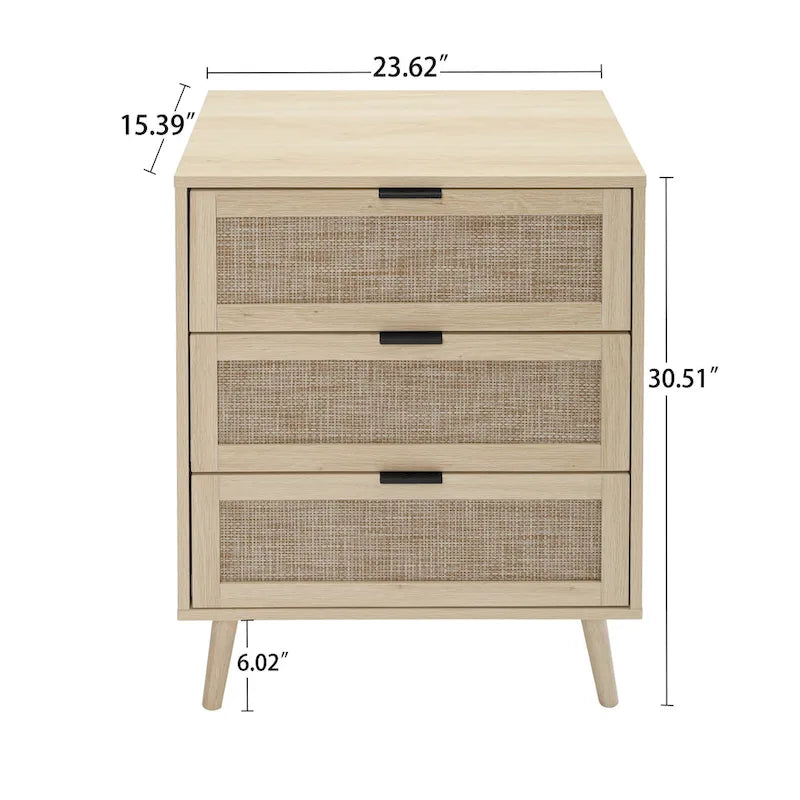 Table d'appoint à 3 tiroirs, style rotin, 5 couleurs, individuelle