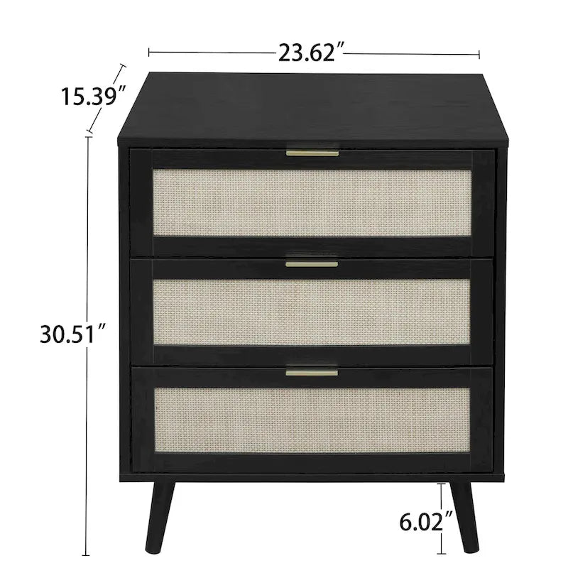 Table d'appoint à 3 tiroirs, style rotin, 5 couleurs, individuelle