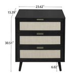 Table d'appoint à 3 tiroirs, style rotin, 5 couleurs, individuelle
