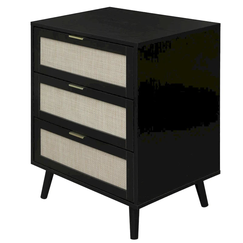Table d'appoint à 3 tiroirs, style rotin, 5 couleurs, individuelle